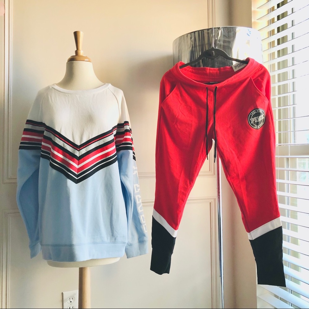 VS PINK Colorblock Crewneck & Jogger SET size S/M